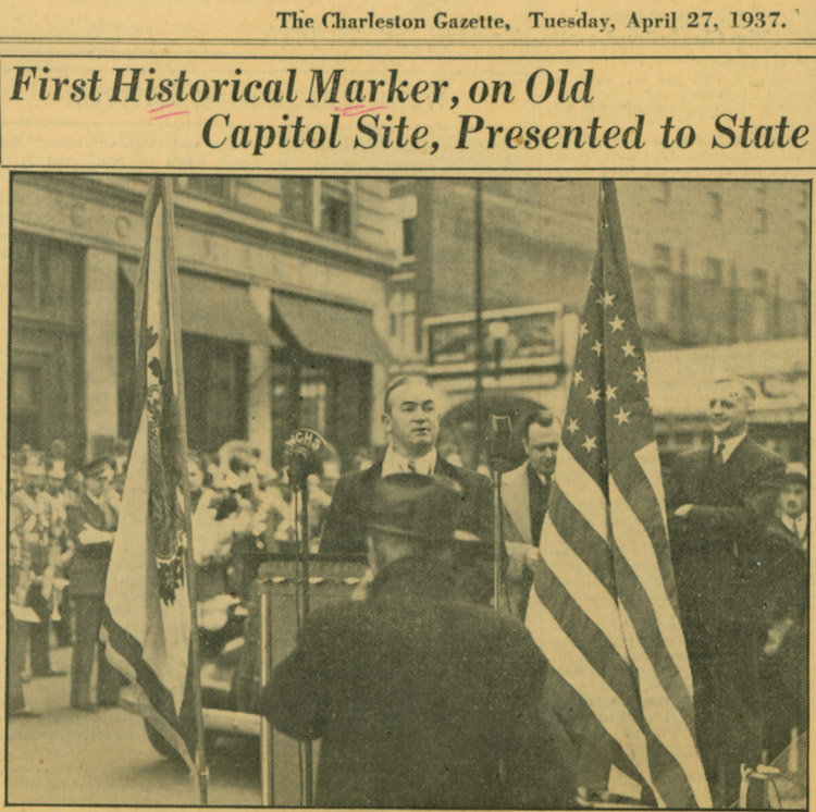 Holt at marker dedication