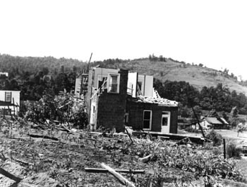 Building damaged by tornado