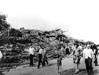 Debris left by the tornado