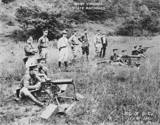 Machine gun practice, West Virginia National Guard