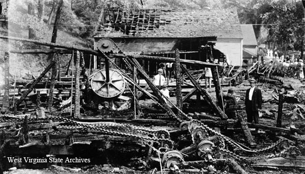 Rock Springs Park after fire of  June 5, 1915, showing old mill