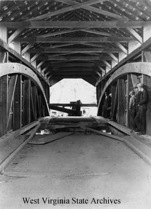 Covered bridge where truck driven by Ray Tenney plunged through the
bridge floor