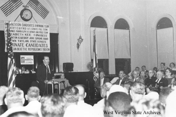 Jennings Randolph campaigning in Welch, 25 July
1958