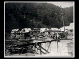 Jeffrey fan installation and boiler house construction, mine Number 261. Houses are in the background. This picture is also found in the DeHaven Collection, Roll 1604 03.