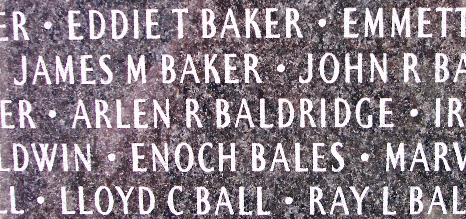 Baldridge on
Veterans Memorial