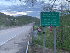 Photo of the Corporal Jerry Lee Halpenny/Pfc. Michael Alonzo Wells Bridge courtesy of Bobby Bice