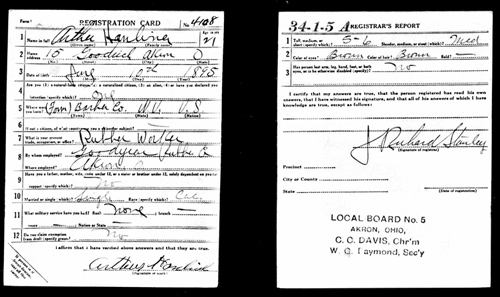 Hanline Draft Registration Card