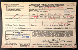 Headstone application for Pfc. Clyde McClung