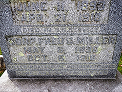 Grave marker of Fred C. Miller in Woodlawn Cemetery, Fairmont, where he and his brother Karl are buried side by side. Courtesy Cynthia Mullens