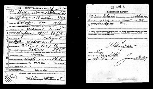 Stewart Draft Registration Card