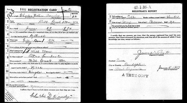 White Draft Registration Card